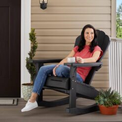 Keter Everest Rocking Chair Durable Weatherproof Outdoor Seating Furniture for Porch and Backyard Grey