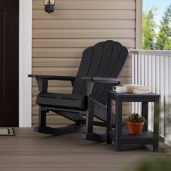 Keter Everest Rocking Chair Durable Weatherproof Outdoor Seating Furniture for Porch and Backyard Grey