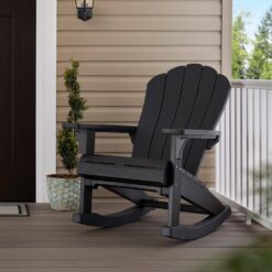Keter Everest Rocking Chair Durable Weatherproof Outdoor Seating Furniture for Porch and Backyard Grey