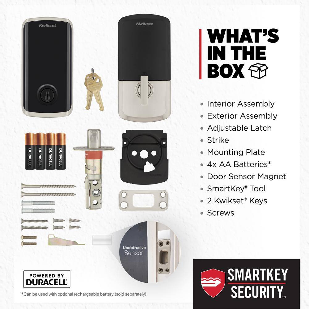 Kwikset HALO Select Touchscreen Wi-Fi and Matter Enabled Smart Lock Deadbolt in Satin Nickel