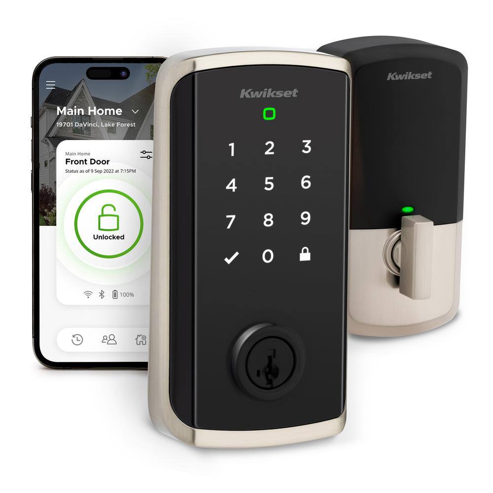 Kwikset HALO Select Touchscreen Wi-Fi and Matter Enabled Smart Lock Deadbolt in Satin Nickel