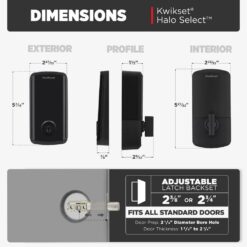 Kwikset HALO Select Touchscreen Wi-Fi and Matter Enabled Smart Lock Deadbolt in Matte Black