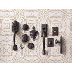 Kwikset Montara Venetian Bronze Single Cylinder Door Handleset with Juno Entry Door Knob Featuring SmartKey Security