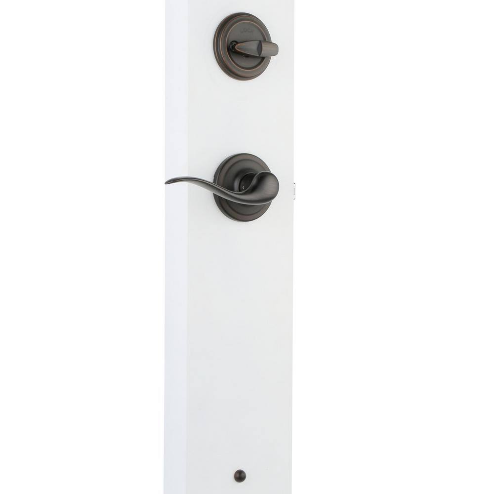 Kwikset Arlington Venetian Bronze Single Cylinder Door Handleset with Tustin Door Handle Featuring SmartKey Security