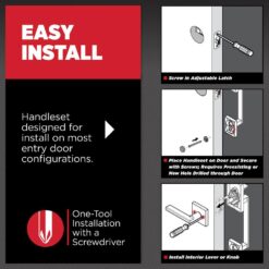 Kwikset San Clemente Matte Black Door Handleset with Halifax Square Door Handle with Microban Antimicrobial Technology