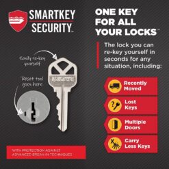 Kwikset San Clemente Matte Black Single Cylinder Low Profile Door Handleset with Halifax Handle Featuring SmartKey Security
