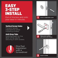 Kwikset Halifax Square Matte Black Bed/Bath Door Handle with Lock (4-Pack)
