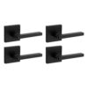 Kwikset Halifax Square Matte Black Bed/Bath Door Handle with Lock (4-Pack)