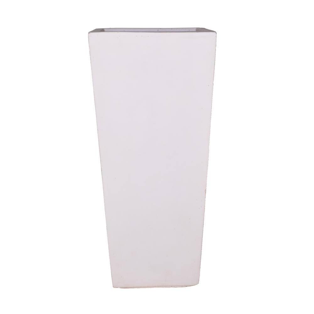 MPG 30 in. H Composite Tall Tapered Square Planter in Light Aged White