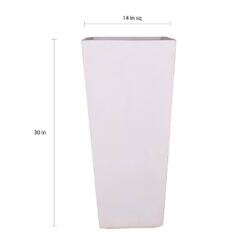 MPG 30 in. H Composite Tall Tapered Square Planter in Light Aged White