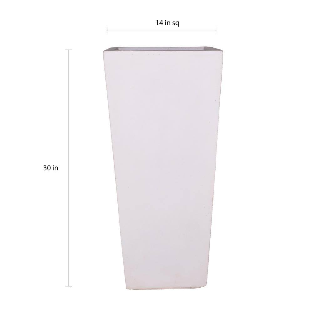 MPG 30 in. H Composite Tall Tapered Square Planter in Light Aged White