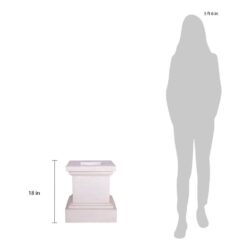 MPG 16-1/2 in. Light Aged White Square Cast Stone Fiberglass Pedestal Planter