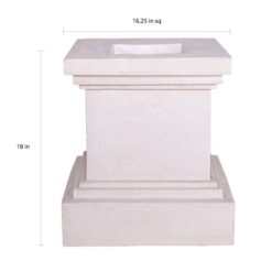 MPG 16-1/2 in. Light Aged White Square Cast Stone Fiberglass Pedestal Planter