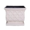 MPG 17.75 in. Light Aged White Cast Stone Square Lattice Planter