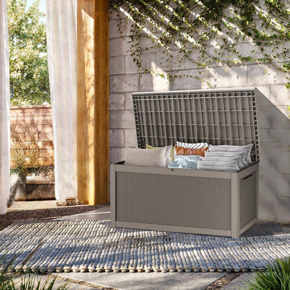 Decksplore 260 Gal. Light Brown Resin Storage Deck Box for Outdoor lndoor