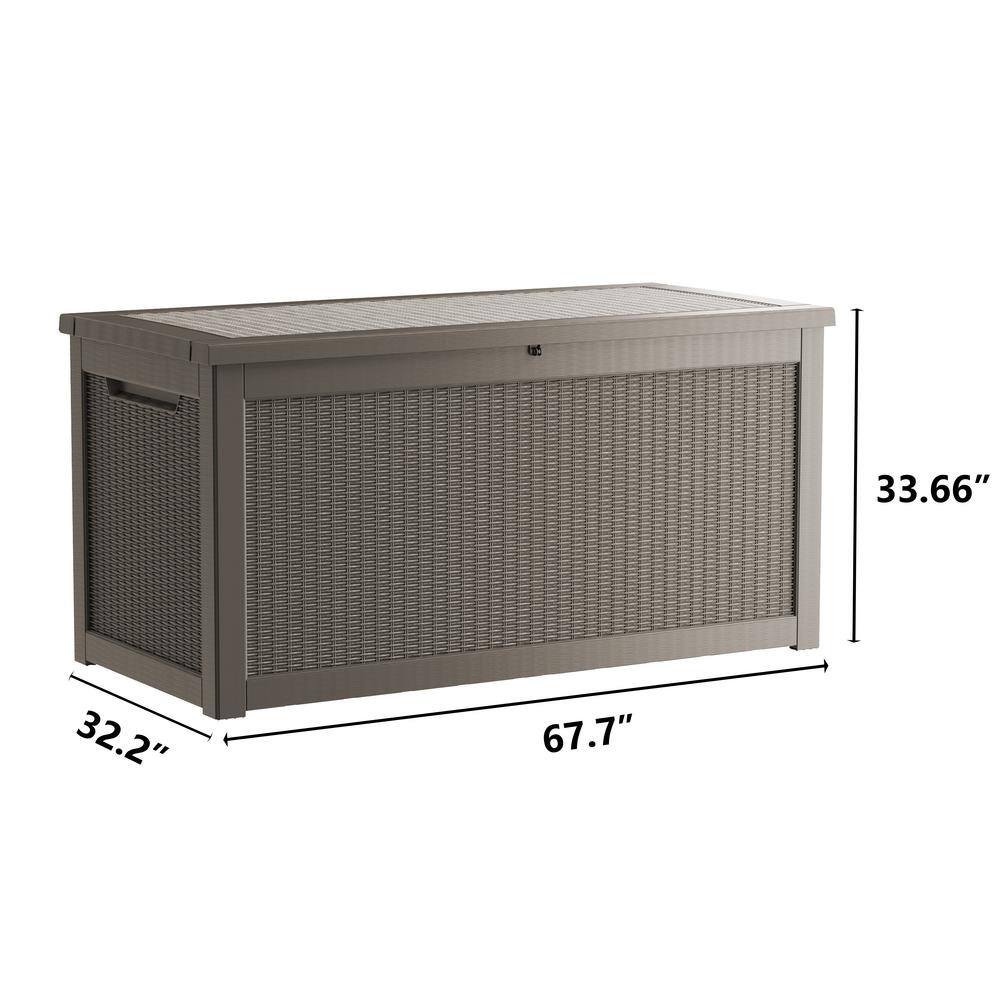 Decksplore 260 Gal. Light Brown Resin Storage Deck Box for Outdoor lndoor