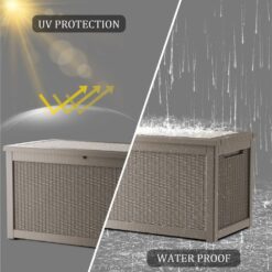 Decksplore 260 Gal. Light Brown Resin Storage Deck Box for Outdoor lndoor