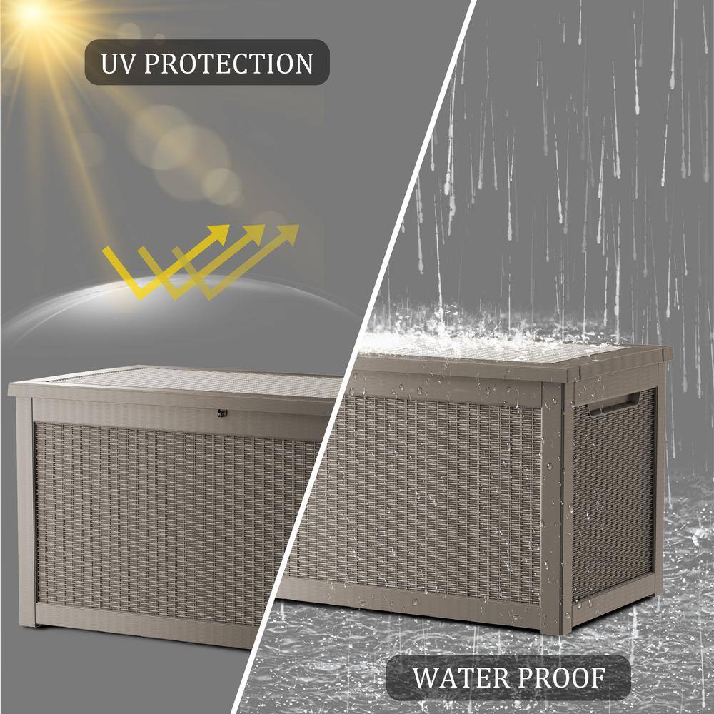 Decksplore 260 Gal. Light Brown Resin Storage Deck Box for Outdoor lndoor