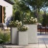 Sapcrete 12.5", 16", 18.5" H Lightweight Concrete Planters, Square Plant Pots with Drainage Hole for Indoor/Outdoor, Weathered