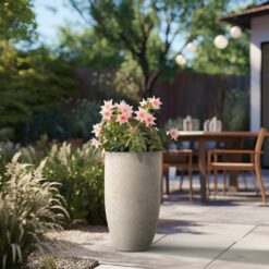 Sapcrete Lightweight 13.5 in. x 24.5 in. Light Gray Extra Large Tall Round Concrete Plant Pot/Planter for Indoor and Outdoor