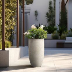 Sapcrete Lightweight 13.5 in. x 24.5 in. Light Gray Extra Large Tall Round Concrete Plant Pot/Planter for Indoor and Outdoor