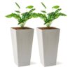 XBRAND 30 in. Tall Modern Square Planter, Tapered Floor Planter for Indoor and Outdoor, Patio Decor, Set of 2, Gray