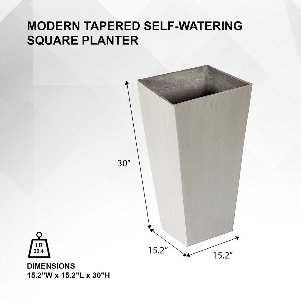 XBRAND 30 in. Tall Modern Square Planter, Tapered Floor Planter for Indoor and Outdoor, Patio Decor, Set of 2, Gray