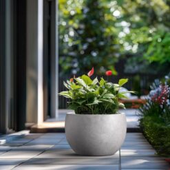Morrava 20 in. Large Light Stone Gray Concrete Round Planter / Pot with Drainage Holes