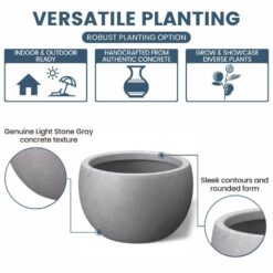 Morrava 20 in. Large Sage Gray Concrete Round Planter / Pot with Drainage Holes