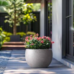 Morrava 20 in. Large Sage Gray Concrete Round Planter / Pot with Drainage Holes