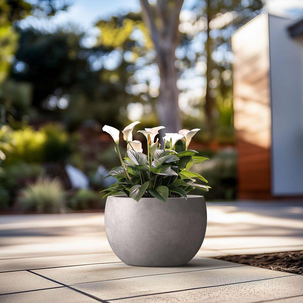 Morrava 20 in. Large Sage Gray Concrete Round Planter / Pot with Drainage Holes