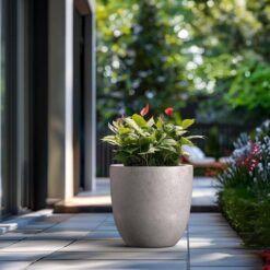 Morrava 18 in. Large Light Stone Gray Concrete Round Planter / Pot with Drainage Holes