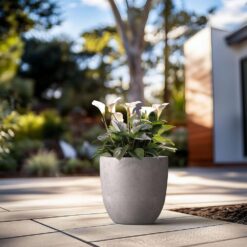 Morrava 18 in. Large Light Stone Gray Concrete Round Planter / Pot with Drainage Holes