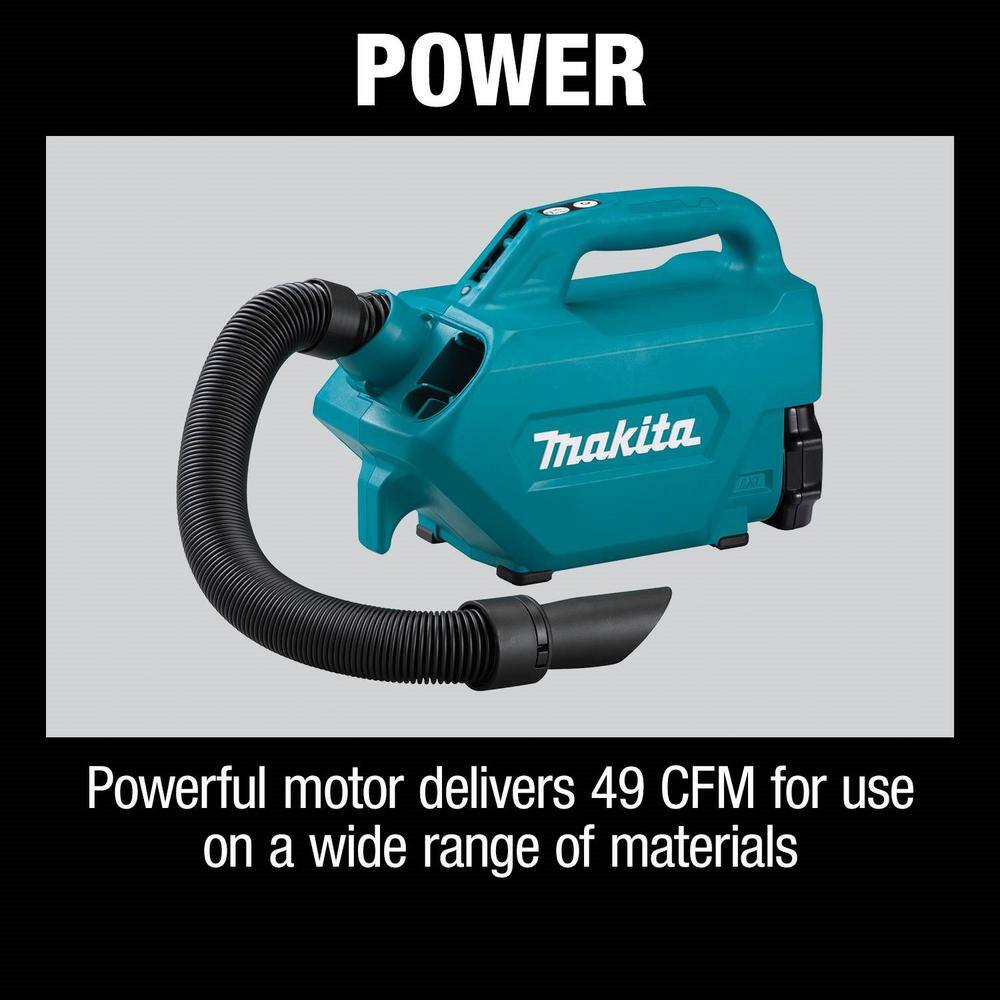 Makita XLC07SY1 18V LXT Lithium-Ion Compact Handheld Canister Vacuum Kit, 1.5Ah