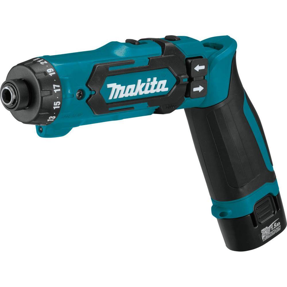 Makita DF012DSE 7.2V Lithium-Ion 1/4 in. Cordless Hex Driver-Drill Kit with Auto-Stop Clutch