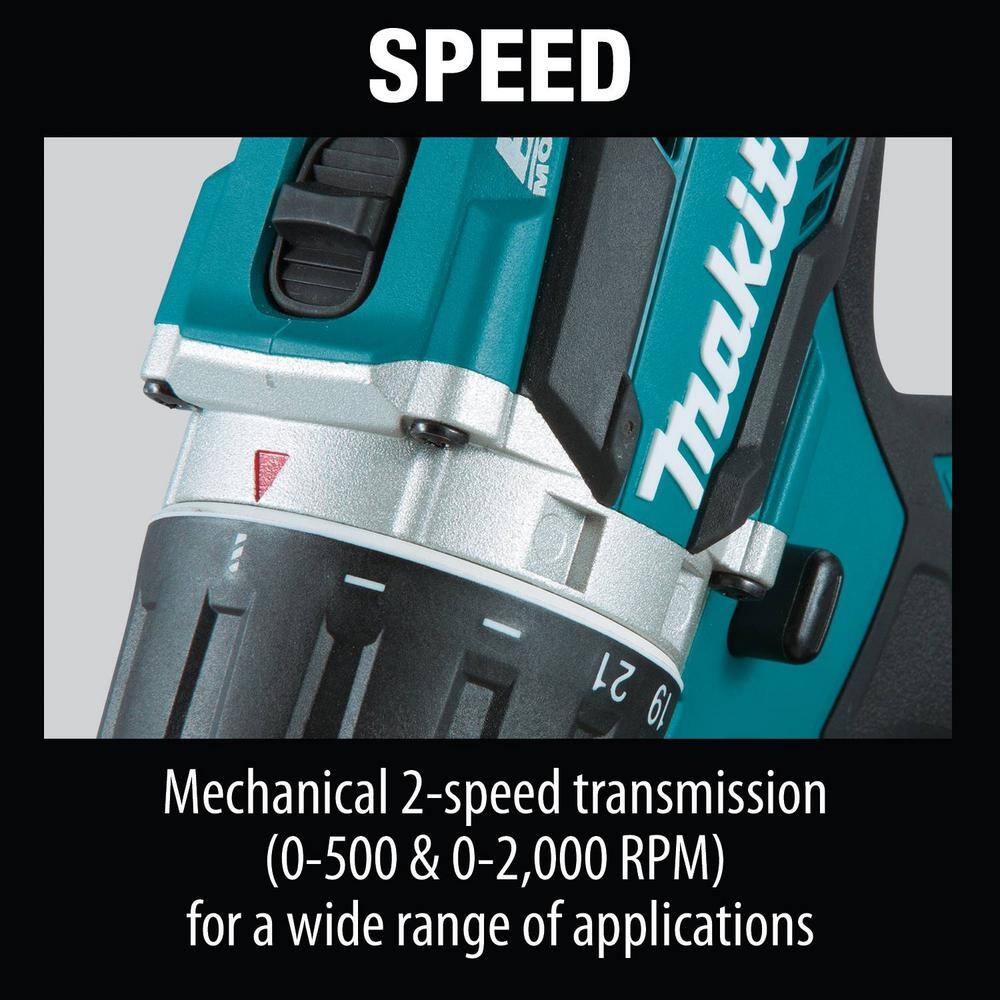 Makita 18V LXT Lithium-Ion Compact Brushless Cordless 1/2 in. Driver-Drill Kit with Two 5.0 Ah Batteries, Charger, Bag