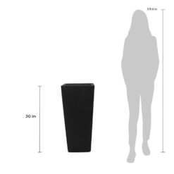 MPG 30 in. H Composite Tall Tapered Square Planter in Matte Black