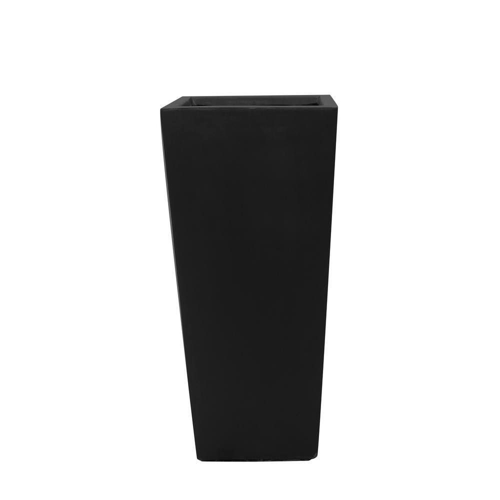 MPG 30 in. H Composite Tall Tapered Square Planter in Matte Black