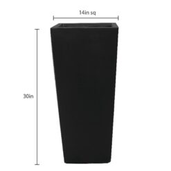 MPG 30 in. H Composite Tall Tapered Square Planter in Matte Black