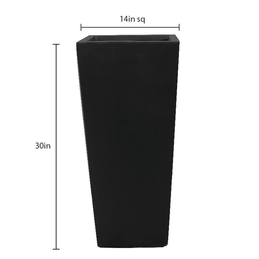 MPG 30 in. H Composite Tall Tapered Square Planter in Matte Black