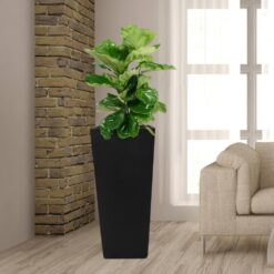 MPG 30 in. H Composite Tall Tapered Square Planter in Matte Black