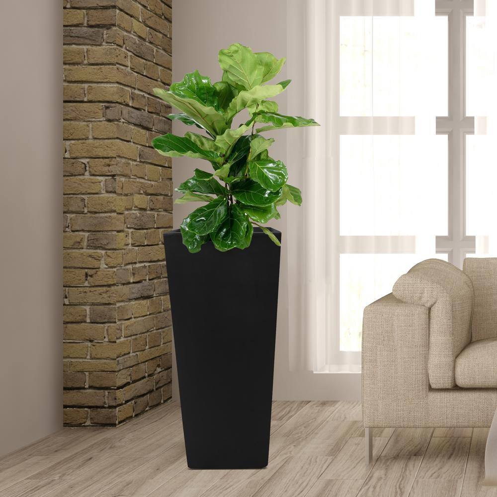 MPG 30 in. H Composite Tall Tapered Square Planter in Matte Black