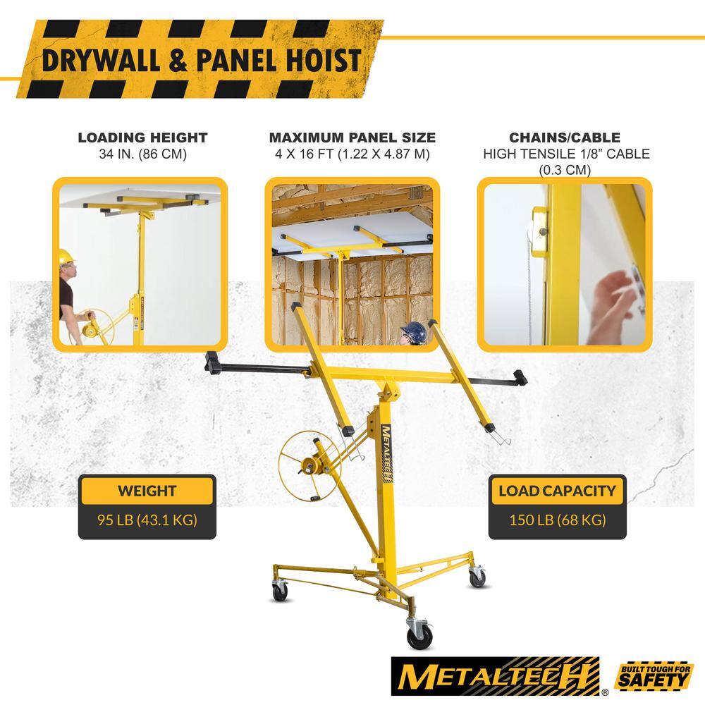 MetalTech 48.4 in. x 57 in. x 58 in. Jobsite Series Drywall Panel Hoist Tool, Panel Sheet Carrier for Wall or Ceiling Installation