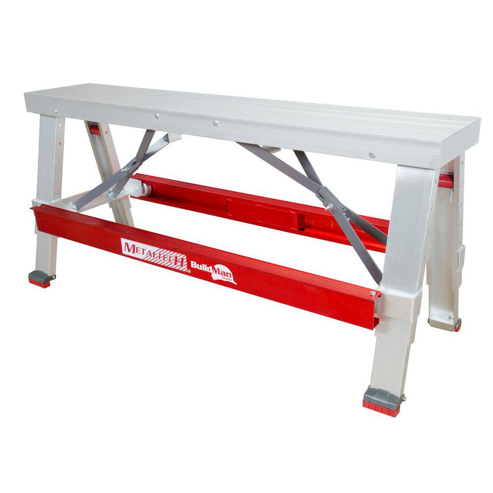 MetalTech Buildman 48 in. W x 18 in. D Aluminum Anti-Slip Scaffold Workbench with 500 lbs. Load Capacity