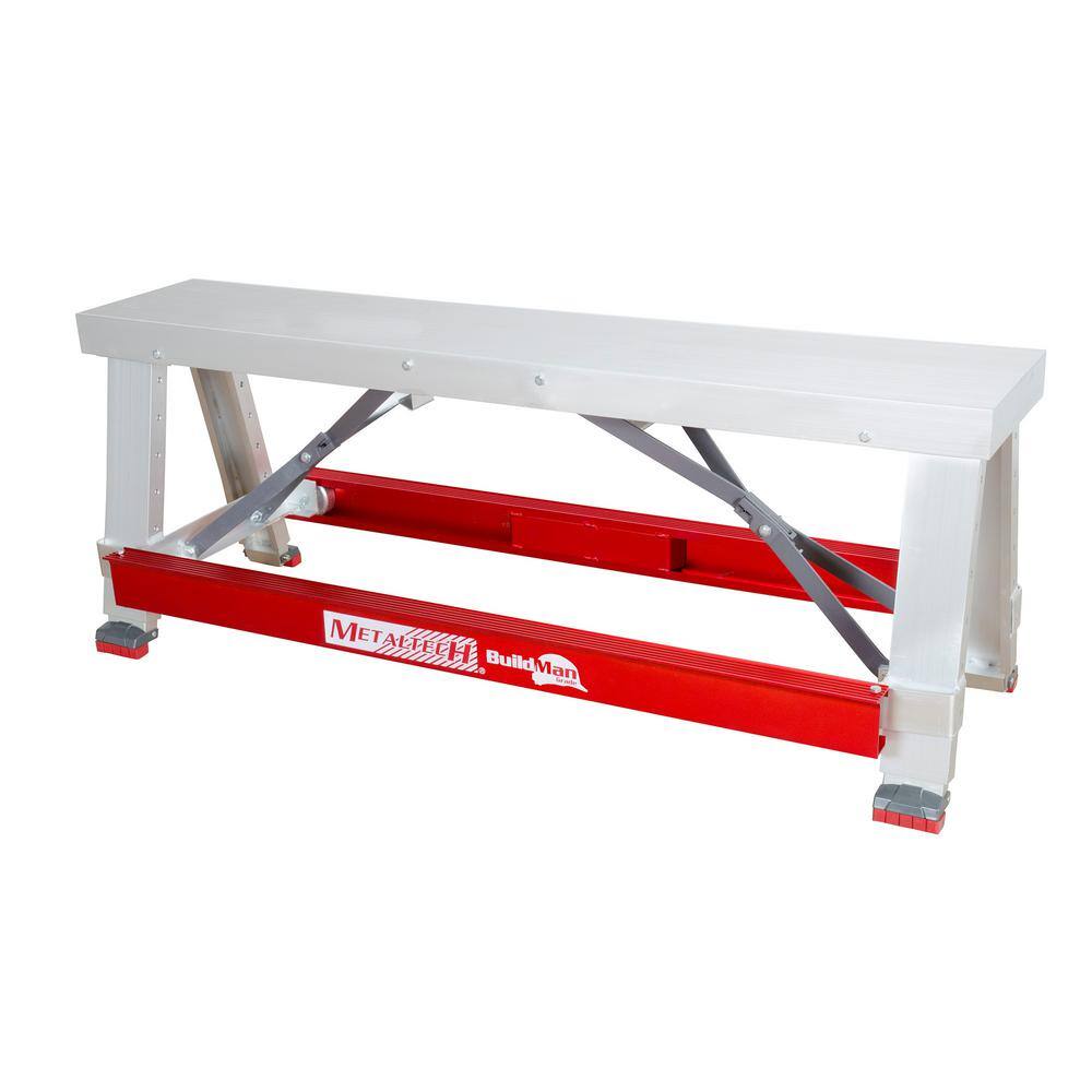 MetalTech Buildman 48 in. W x 18 in. D Aluminum Anti-Slip Scaffold Workbench with 500 lbs. Load Capacity