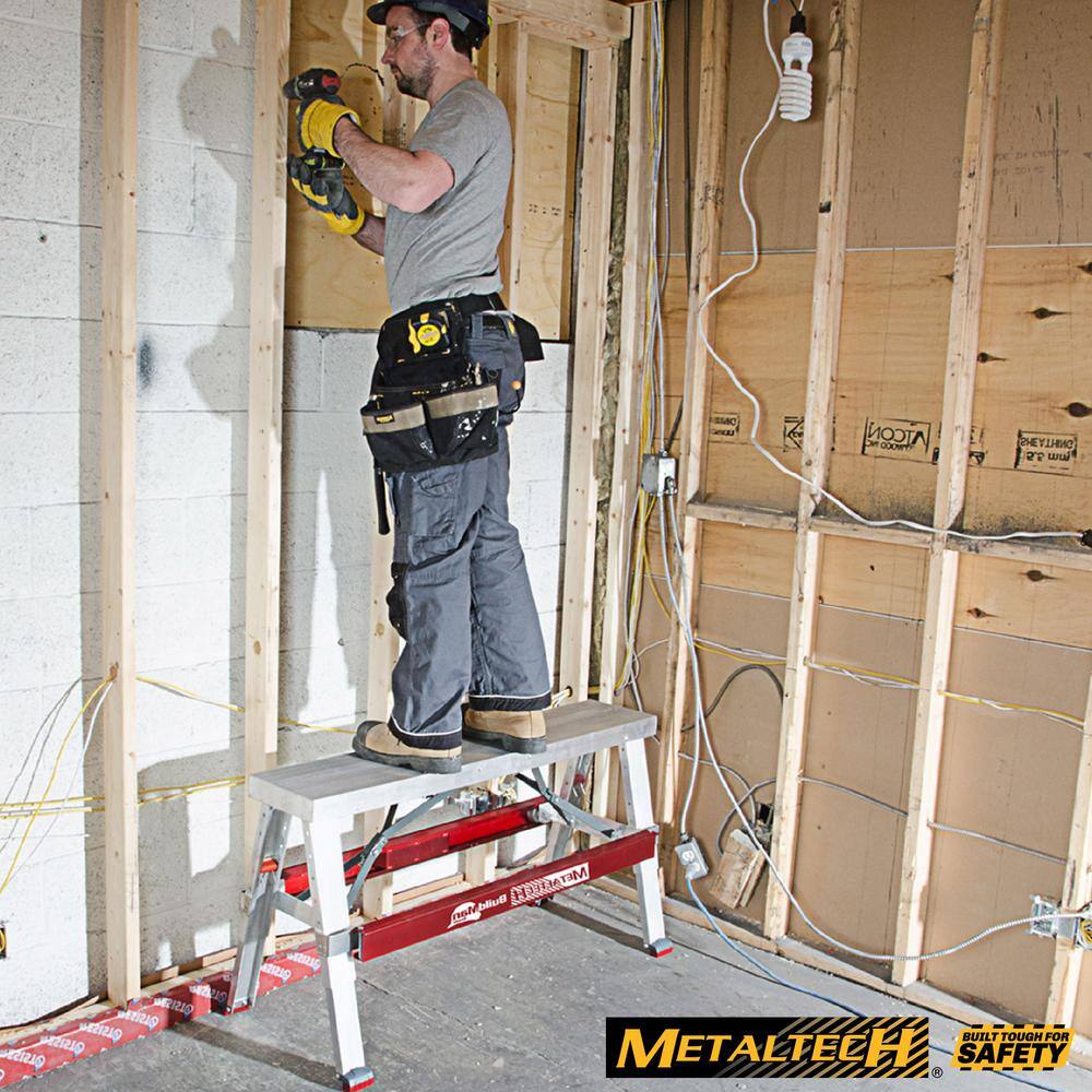 MetalTech Buildman 48 in. W x 18 in. D Aluminum Anti-Slip Scaffold Workbench with 500 lbs. Load Capacity