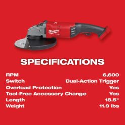 Milwaukee M18 FUEL 18V Lithium-Ion Brushless Cordless 7 in./9 in. Angle Grinder (Tool-Only)
