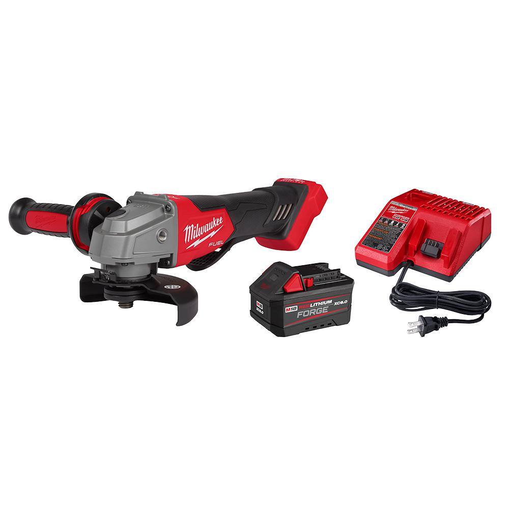 Milwaukee M18 Fuel 18V Lithium-Ion Brushless Cordless 4-1/2 in. /5 in. Grinder with Paddle Switch Kit with FORGE 6.0Ah Battery