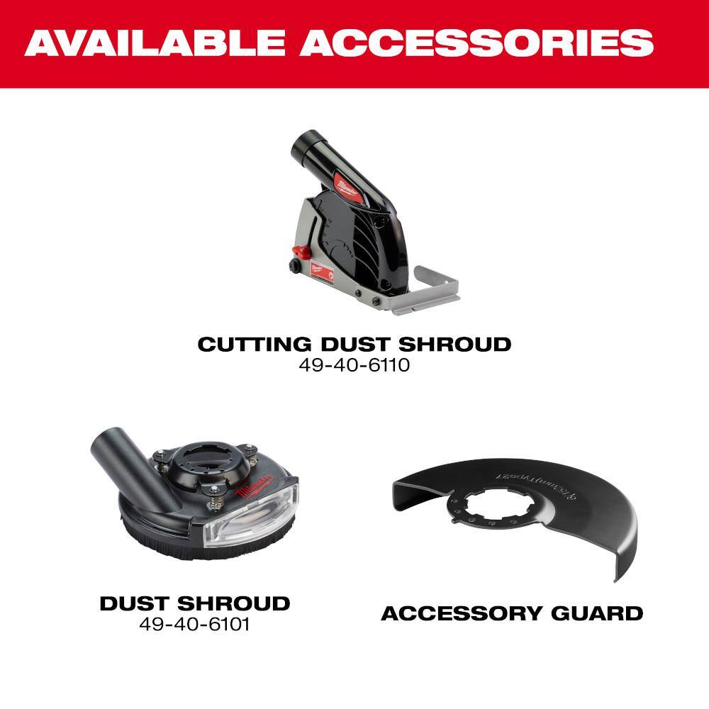 Milwaukee M18 FUEL 18-Volt Lith-Ion Brushless Cordless 4-1/2 in./6 in. Braking Grinder w/ Paddle Switch w/ 4-1/2 in./5 in. Grinder