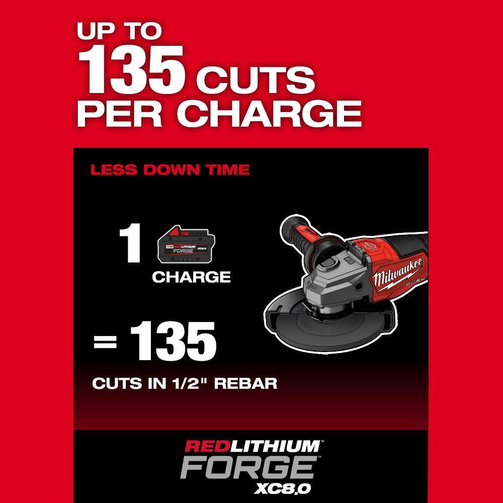 Milwaukee M18 FUEL 18-Volt Lith-Ion Brushless Cordless 4-1/2 in./6 in. Grinder with M18 REDLITHIUM FORGE XC 8.0 Ah Battery